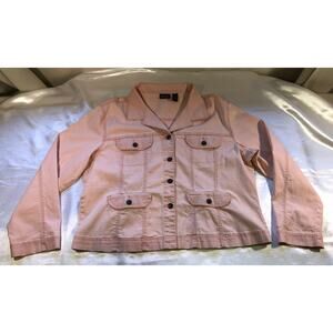 Chicos Denim Jacket Trucker Pink Peach Womens Size 3